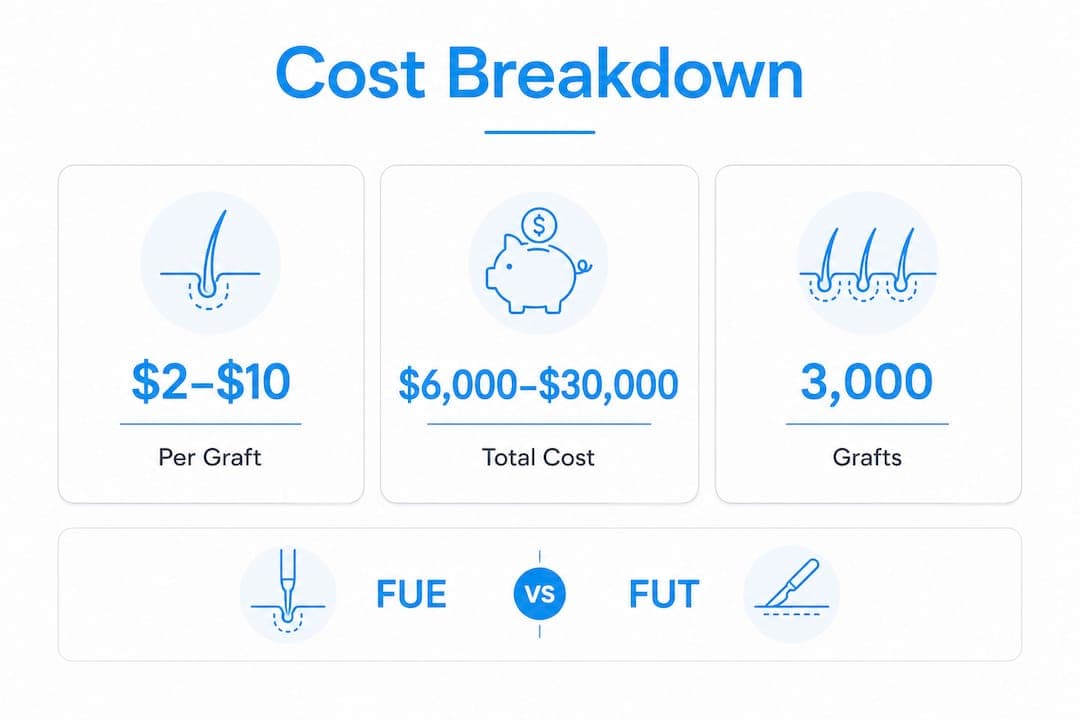 Infographic showing hair transplant cost overview with key points