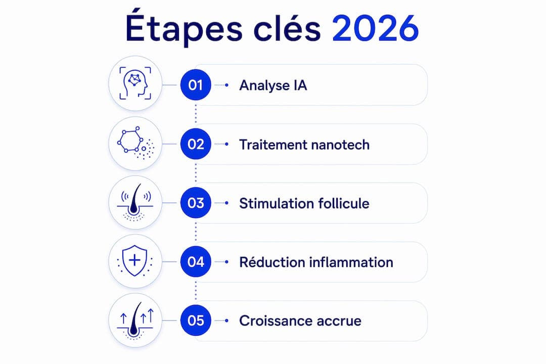 Découvrez en images les grandes étapes du développement de la biotechnologie appliquée aux cheveux.