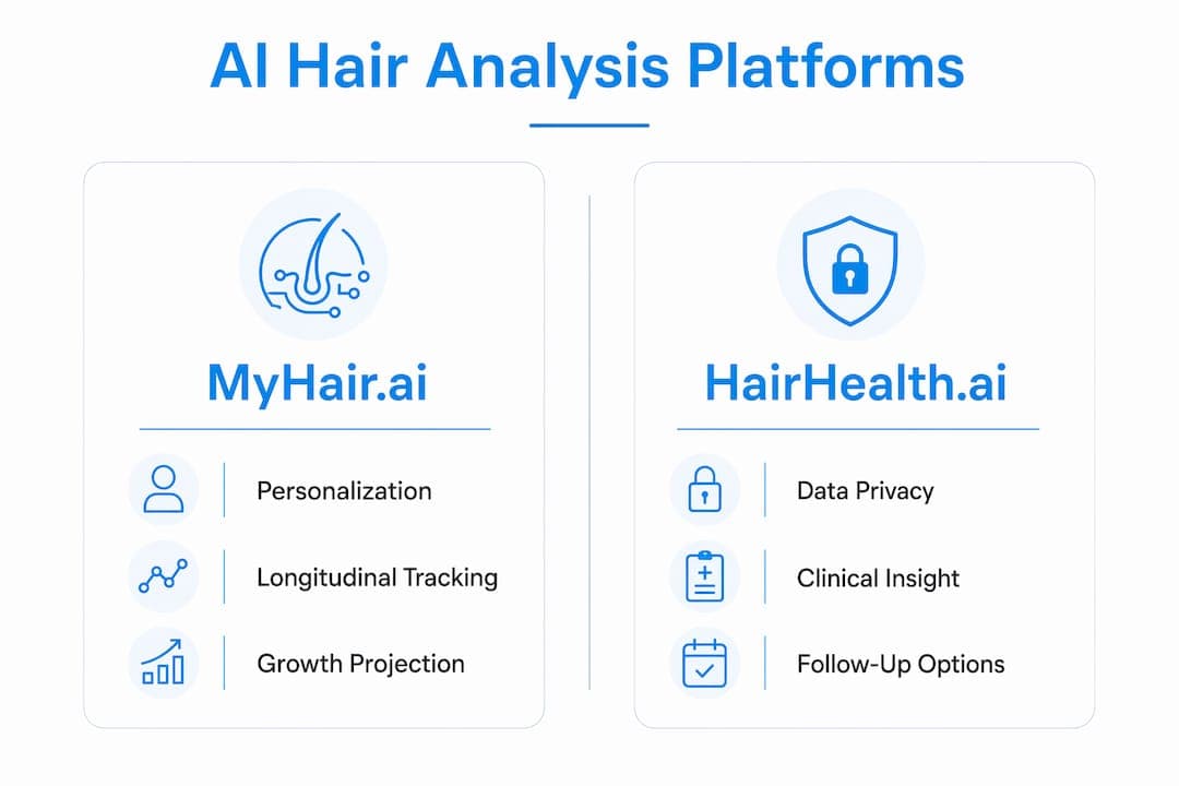 Infographic comparing MyHair.ai and HairHealth.ai features