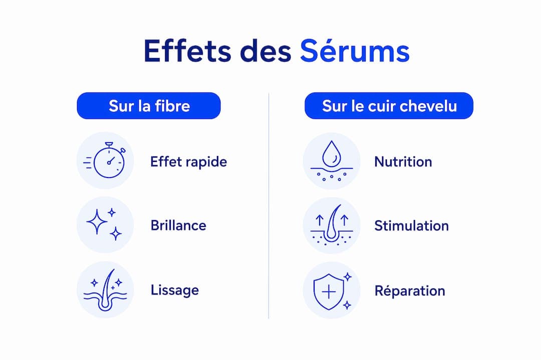 Infographie mettant en parallèle les impacts sur la fibre capillaire et le cuir chevelu
