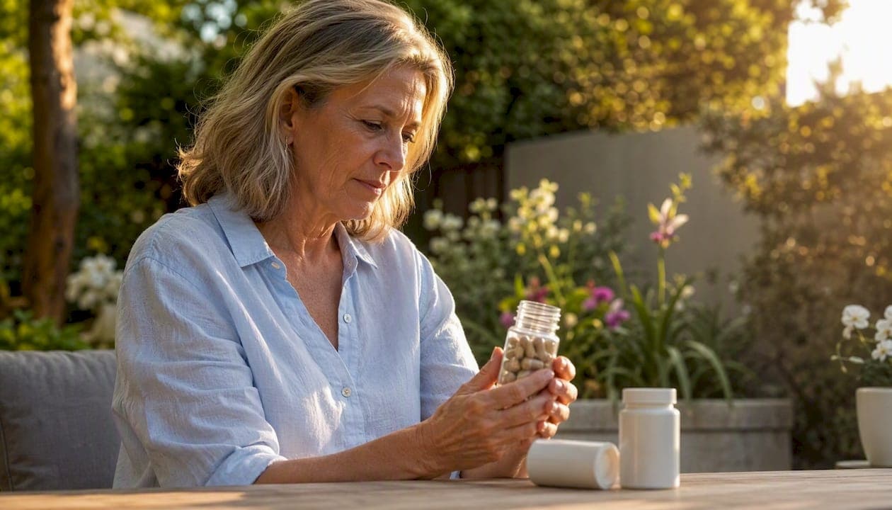 Mujer revisando opciones de suplementos para mejorar la salud de su cabello