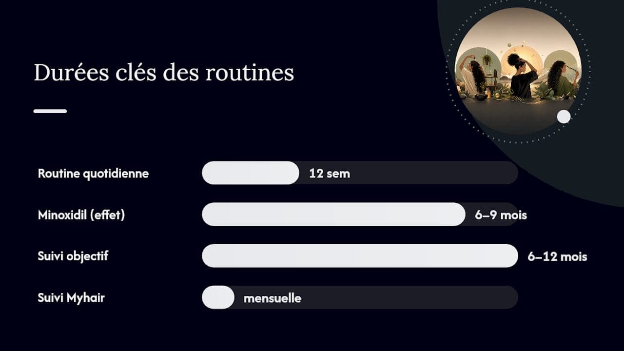 Schéma des étapes clés et des différentes phases pour prendre soin de ses cheveux