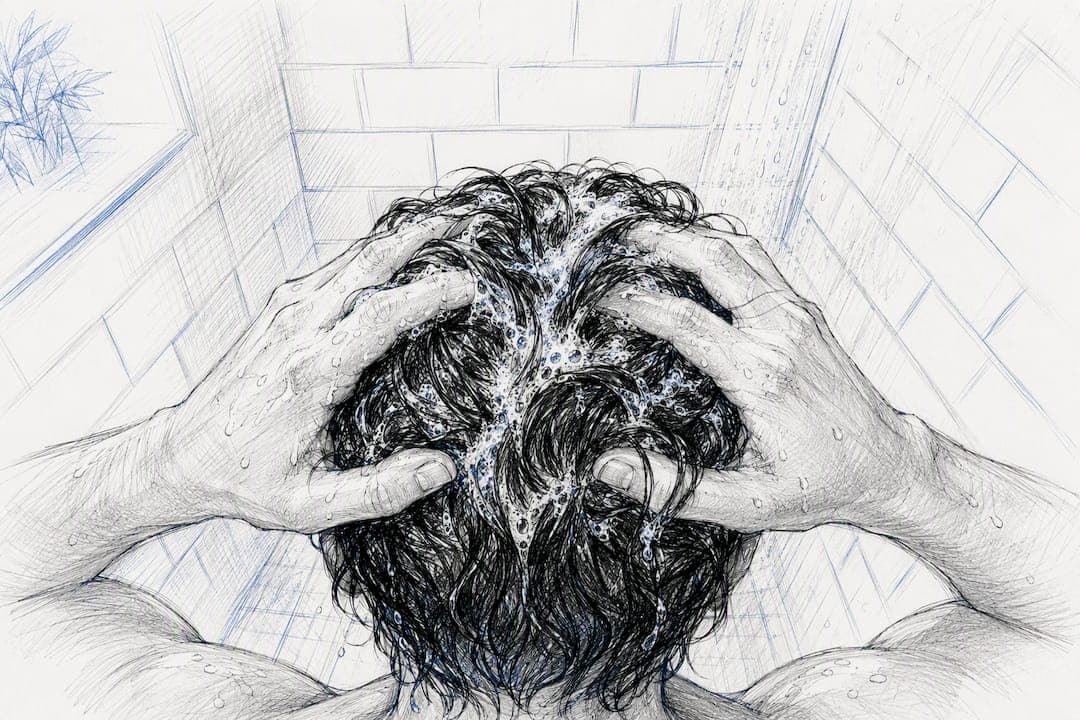 Mains appliquant un shampooing sur le cuir chevelu