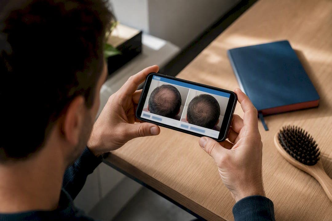 Comparing consistent scalp photos over time