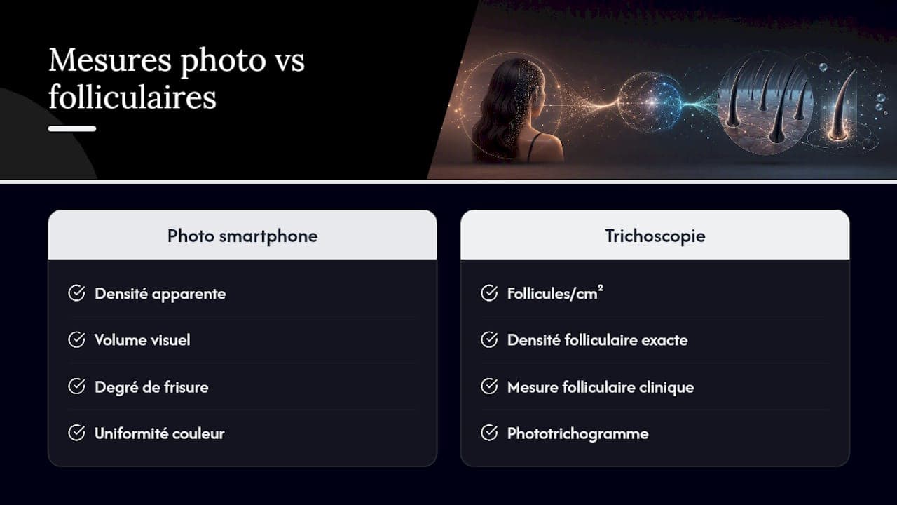 Comparaison entre photo prise au smartphone et examen folliculaire