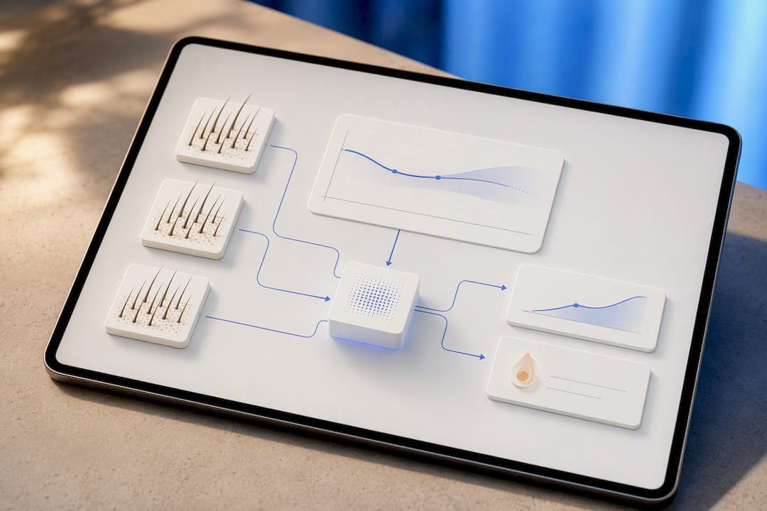 Illustration einer KI-gestützten Analyse des Haarverlaufs