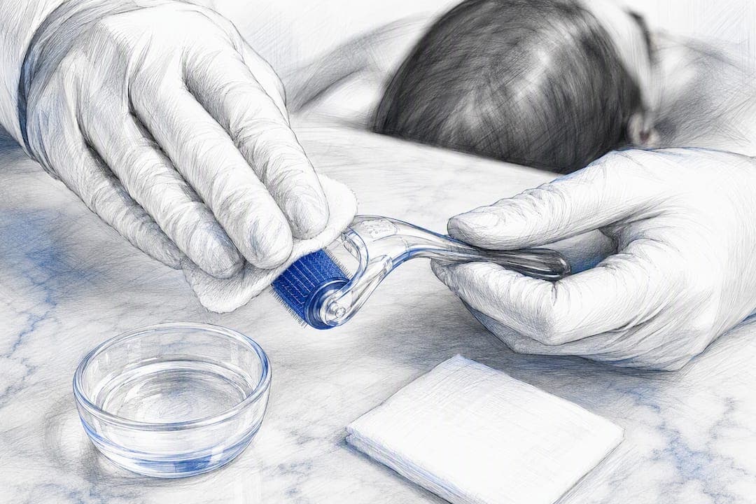 Désinfection minutieuse d’un dermaroller