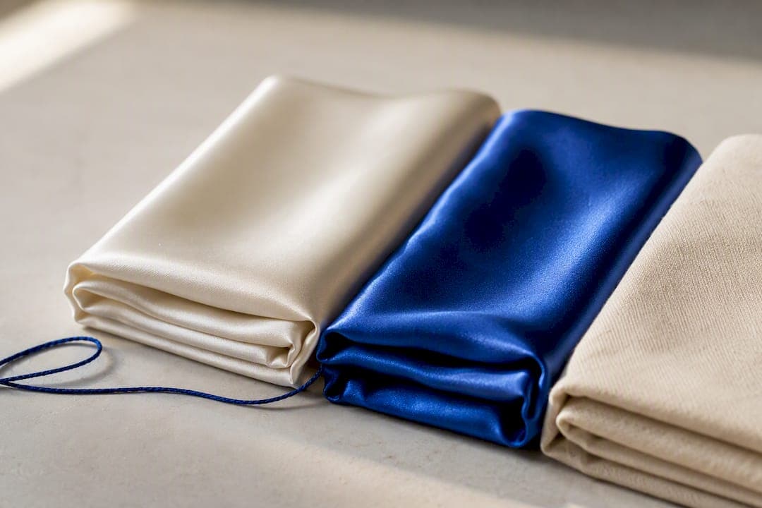 Vergleich von Seide, Satin und Baumwolle als Materialien