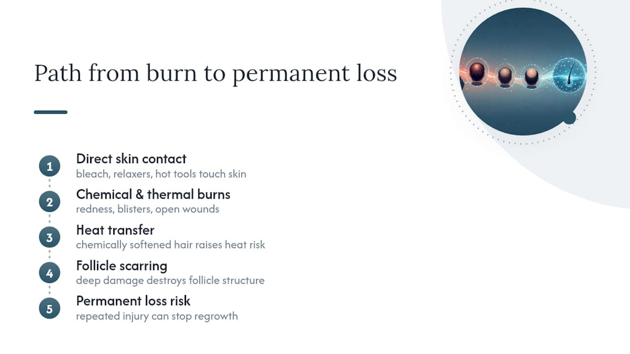 Scalp Burns and Follicle Damage: The Risk Most People Overlook — overview diagram