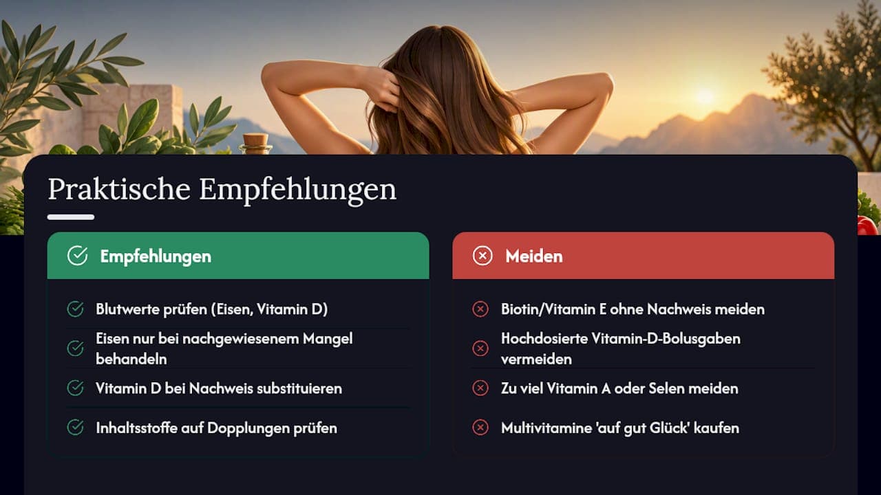 Was hilft wirklich? Die Studienlage zu Vitaminpräparaten bei Haarausfall — overview diagram