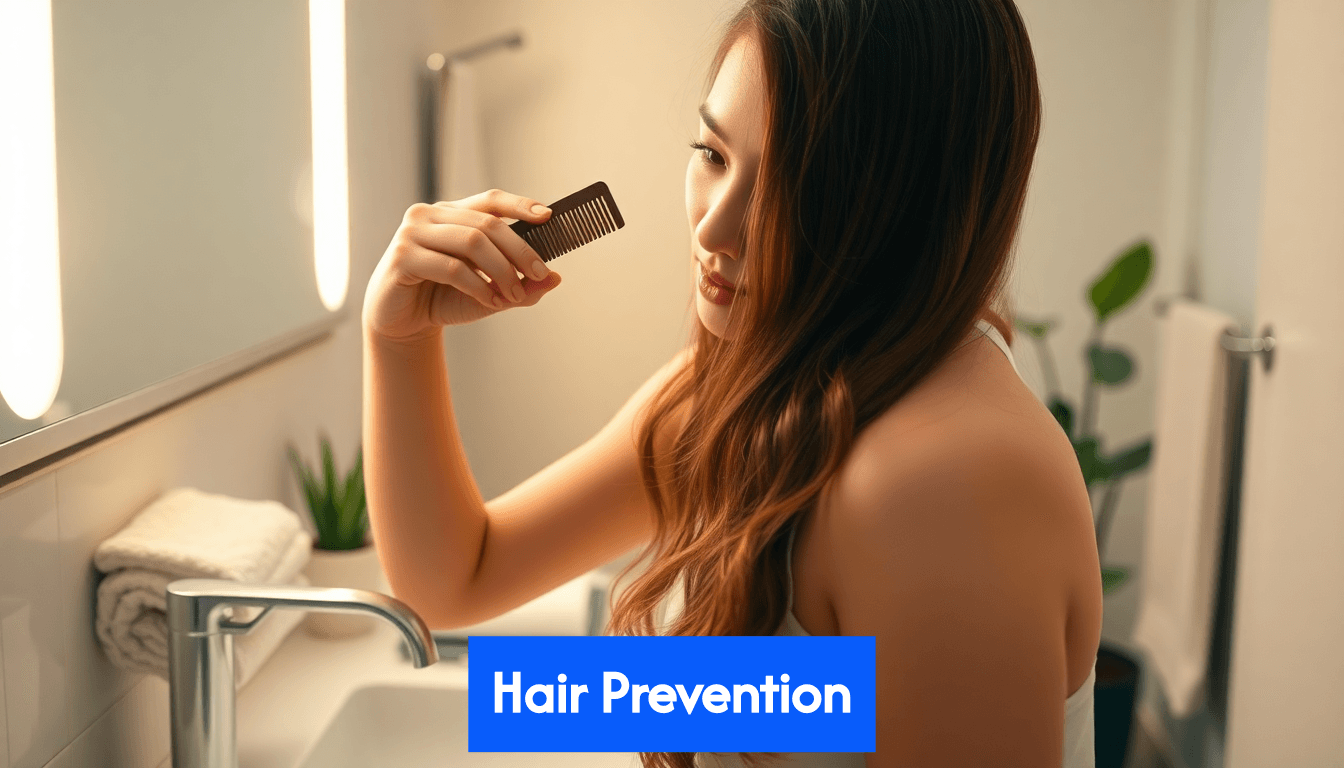 Person gently combing hair for prevention