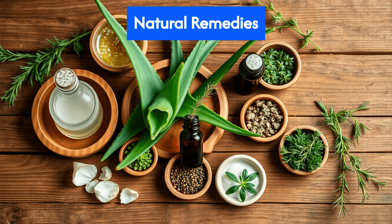 Natural hair care ingredients on table