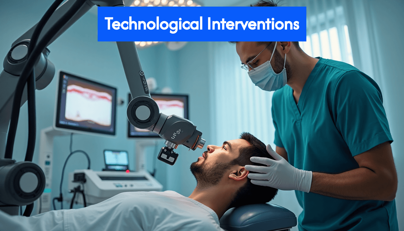 Technician uses advanced robotic hair transplant system