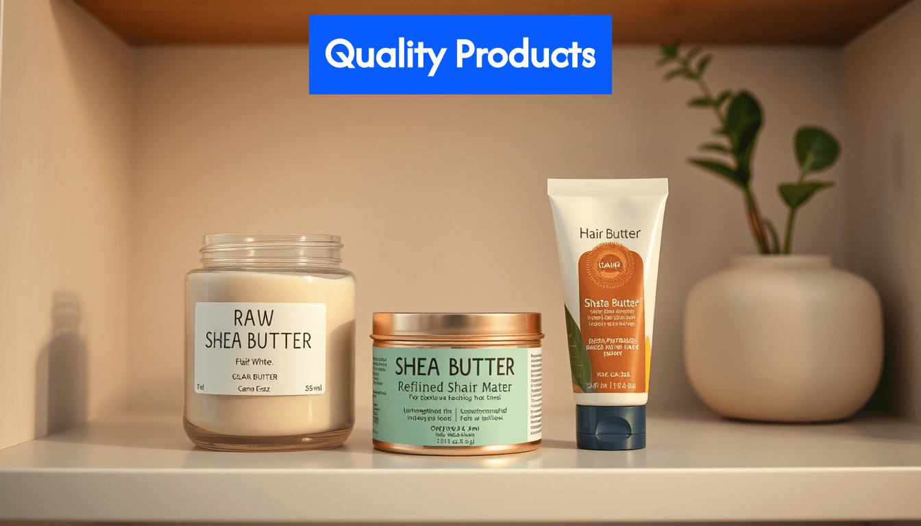Variety of shea butter hair care products